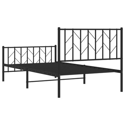 vidaXL Estructura cama sin colchón con estribo metal negro 100x200 cm