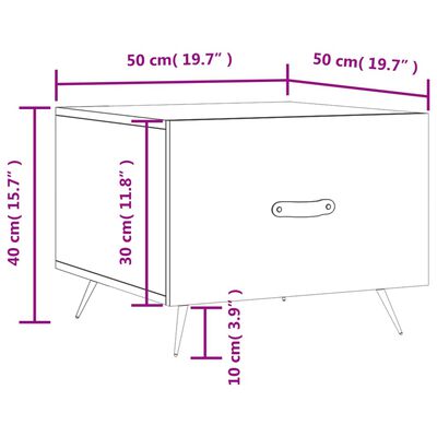 vidaXL Mesa de centro 2 uds madera ingeniería blanco brillo 50x50x40cm