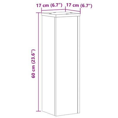 vidaXL Soporte de plantas 2 uds madera ingeniería negro 17x17x60 cm