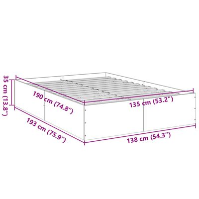 vidaXL Estructura de cama madera de ingeniería marrón roble 135x190 cm