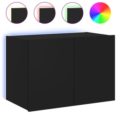 vidaXL Mueble de TV de pared con luces LED negro 60x35x41 cm