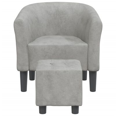 vidaXL Sillón con taburete terciopelo gris claro