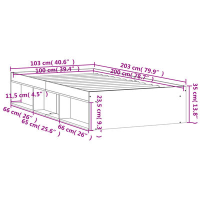 vidaXL Estructura de cama negra 100x200 cm