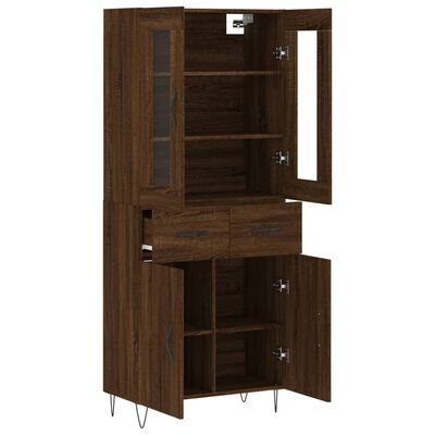 vidaXL Aparador alto madera contrachapada marrón roble 69,5x34x180 cm