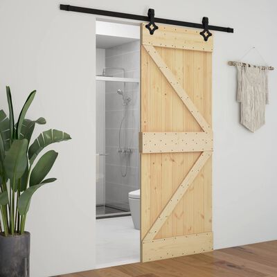 vidaXL Puerta corredera con herrajes madera maciza de pino 80x210 cm