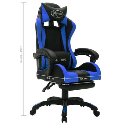 vidaXL Silla gaming con luces LED RGB cuero sintético azul y negro