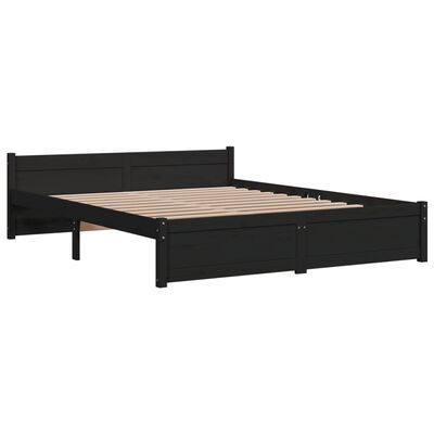 vidaXL Estructura de cama madera maciza negra King Size 150x200 cm