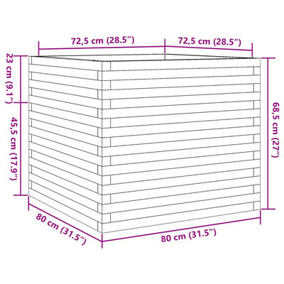 vidaXL Jardinera madera de pino impregnada 80x80x68,5 cm