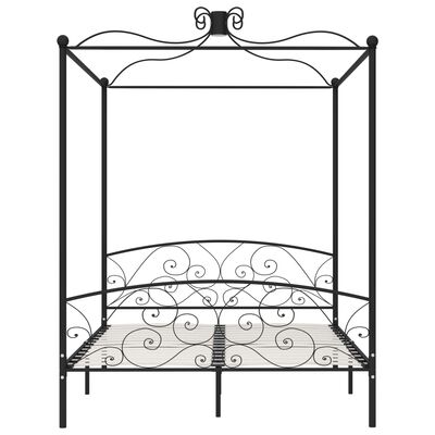 vidaXL Estructura de cama con dosel sin colchón metal negro 180x200 cm