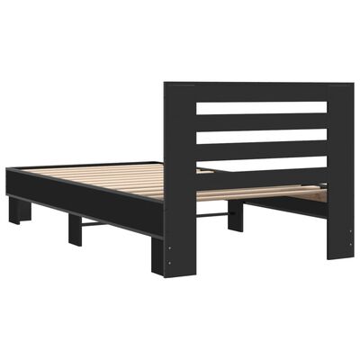 vidaXL Estructura de cama madera de ingeniería y metal negra 75x190 cm