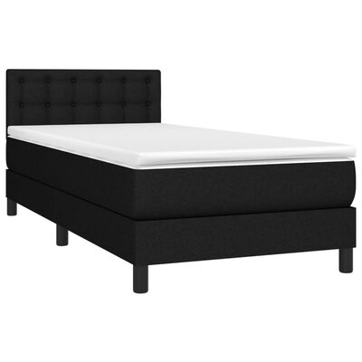 vidaXL Cama box spring colchón y luces LED tela negro 90x190 cm