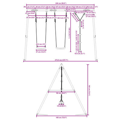 vidaXL Juego de columpios de exterior con columpios y cuerda de discos