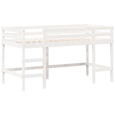 vidaXL Cama alta escalera y techo madera maciza pino blanca 80x200 cm