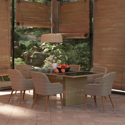 vidaXL Juego de comedor para jardín 7 piezas ratán sintético marrón