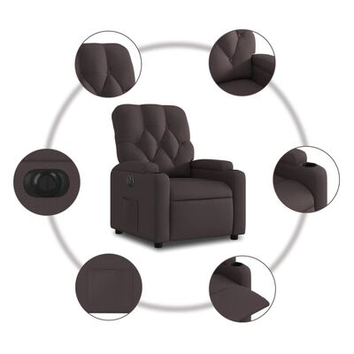 vidaXL Sillón reclinable eléctrico tela marrón oscuro