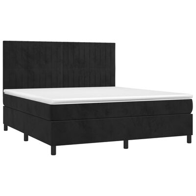 vidaXL Cama box spring con colchón terciopelo negro 180x200 cm