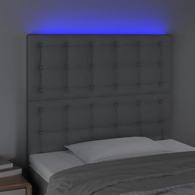 vidaXL Cabecero con luces LED tela gris claro 80x5x118/128 cm