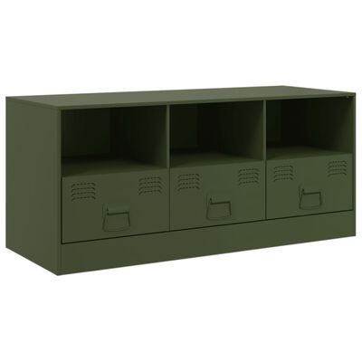 vidaXL Mueble de TV de acero verde oliva 99x39x44 cm