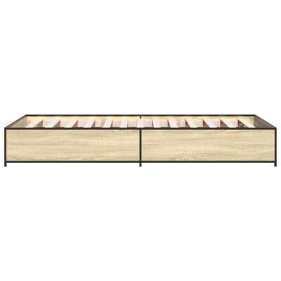 vidaXL Estructura cama madera ingeniería metal roble Sonoma 90x200 cm