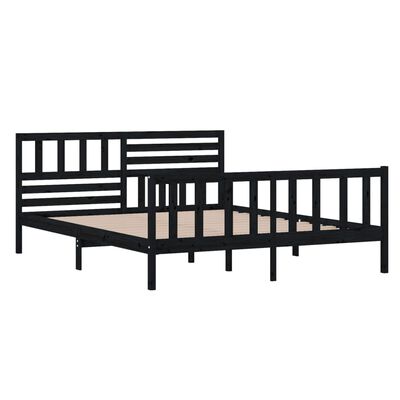 vidaXL Estructura de cama de madera maciza negra 120x200 cm