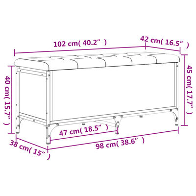 vidaXL Banco con almacenaje madera ingeniería roble Sonoma 102x42x45cm