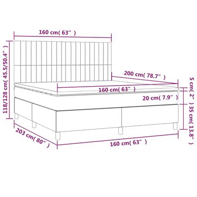 vidaXL Cama box spring con colchón terciopelo gris oscuro 160x200 cm