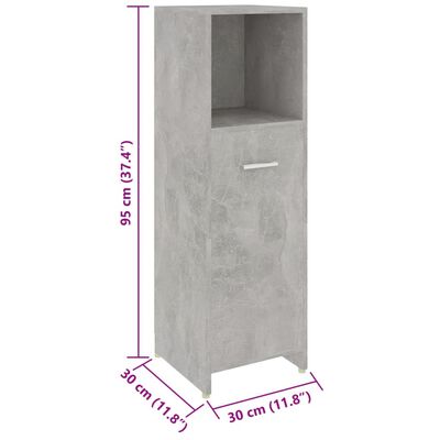vidaXL Juego de muebles de baño 4 uds madera ingeniería gris hormigón