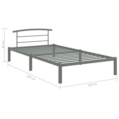 vidaXL Estructura de cama sin colchón metal gris 100x200 cm