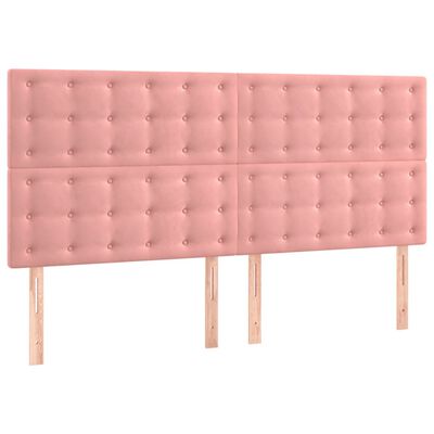 vidaXL Cama box spring con colchón terciopelo rosa 200x200 cm