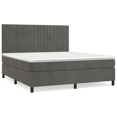 vidaXL Cama box spring con colchón terciopelo gris oscuro 160x200 cm