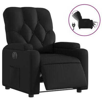 vidaXL Sillón reclinable eléctrico de cuero sintético negro