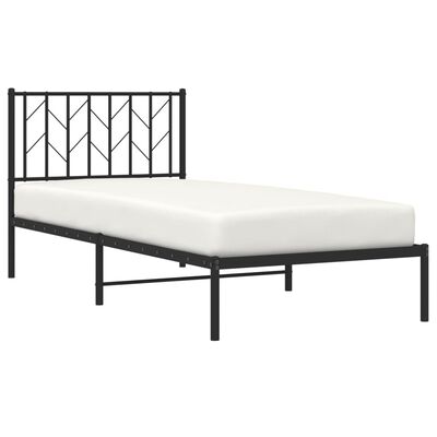 vidaXL Estructura de cama con cabecero metal negro 90x200 cm