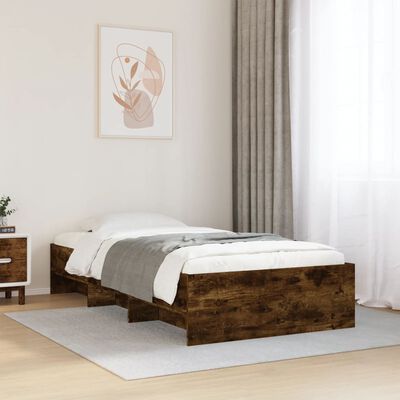 vidaXL Estructura cama sin colchón madera roble ahumado 75x190 cm