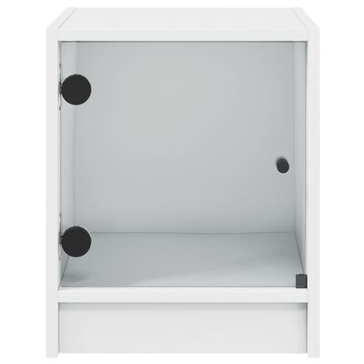 vidaXL Mesita de noche con puerta de vidrio blanco 35x37x42 cm