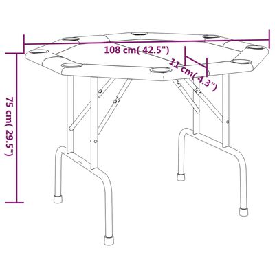 vidaXL Mesa de póquer plegable para 8 jugadores azul 108x108x75 cm