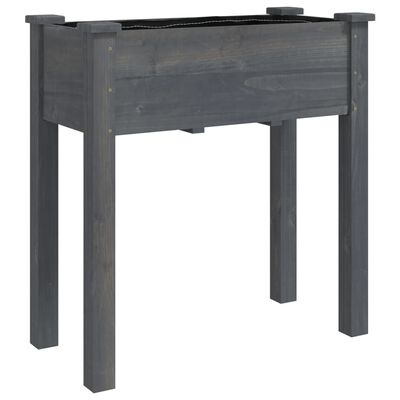 vidaXL Jardinera con forro interior madera abeto gris 71x37x76 cm