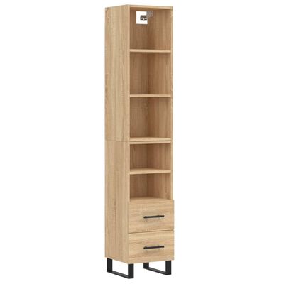 vidaXL Aparador de madera contrachapada roble Sonoma 34,5x34x180 cm