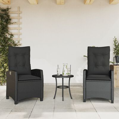 vidaXL Sillones reclinable jardín cojines 2 uds ratán sintético negro