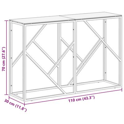 vidaXL Mesa consola acero inoxidable plateado y vidrio templado