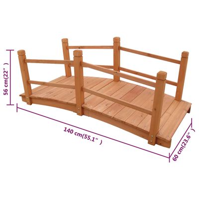 vidaXL Puente para jardín 140x60x56 cm