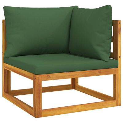 vidaXL Set de muebles de jardín 8 pzas madera maciza con cojines verde