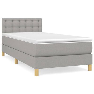 vidaXL Cama box spring con colchón tela gris claro 90x190 cm