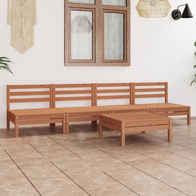 vidaXL Juego muebles de jardín 5 pzas madera maciza pino marrón miel