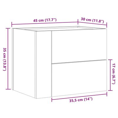 vidaXL Mesita de noche de pared blanco 45x30x35 cm