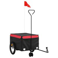 vidaXL Remolque para bicicleta hierro negro y rojo 45 kg