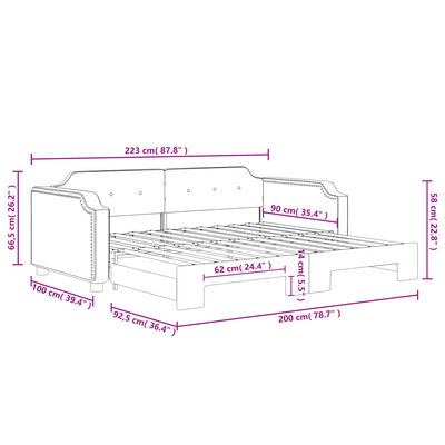 vidaXL Sofá cama nido tela negro 90x200 cm