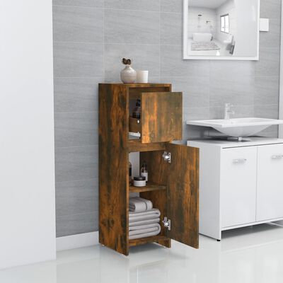 vidaXL Armario de baño madera contrachapada roble ahumado 30x30x95 cm