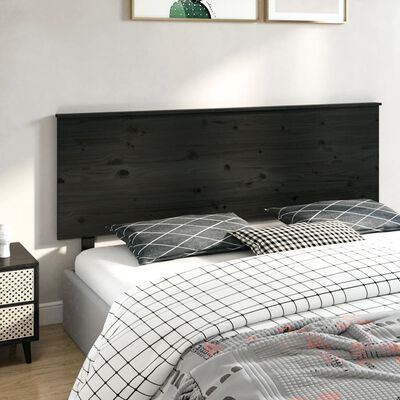 vidaXL Cabecero de cama madera maciza de pino negro 184x6x82,5 cm