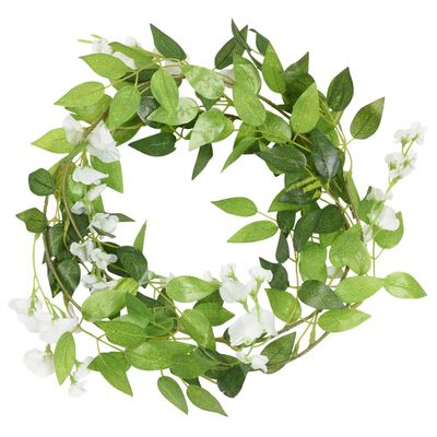 vidaXL Guirnaldas de flores de Navidad 6 uds blanco 200 cm