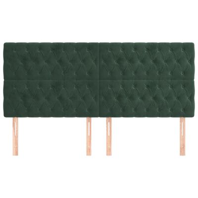 vidaXL Cabeceros 4 unidades de terciopelo verde oscuro 90x7x78/88 cm